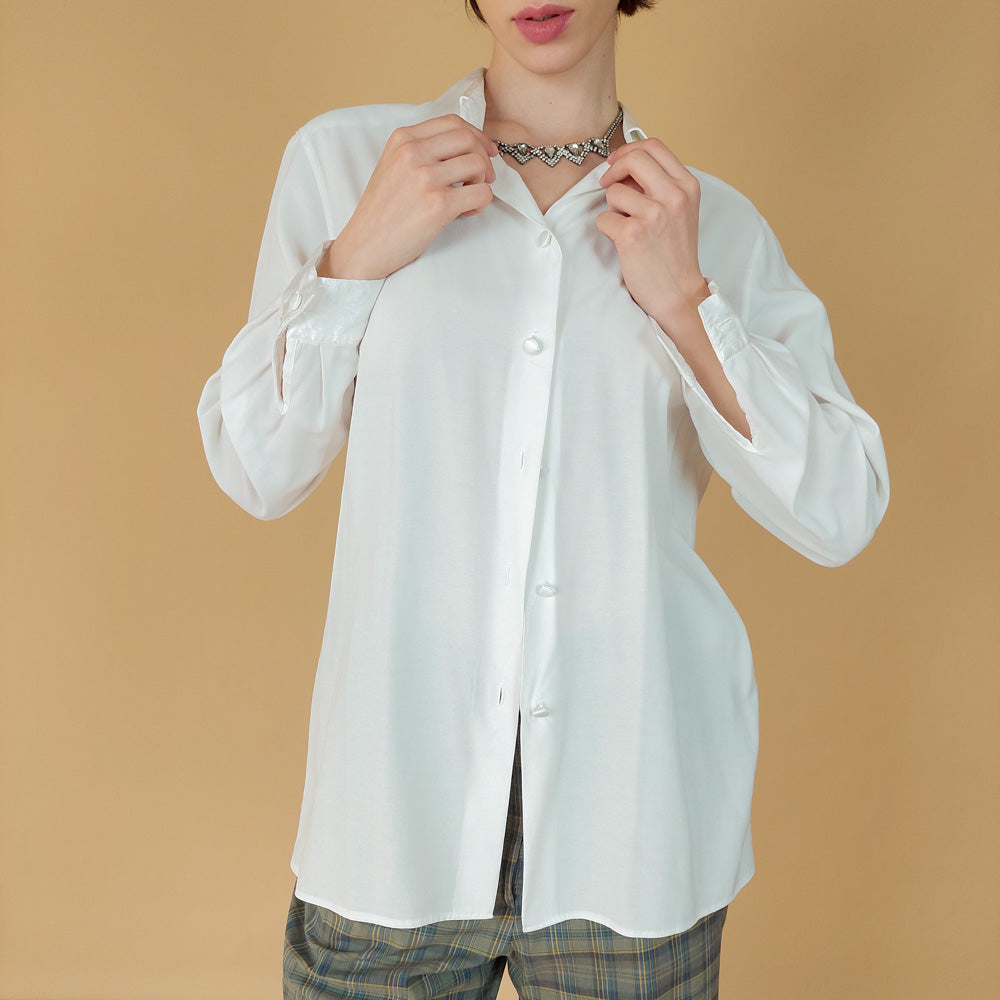 VIN-BLO-25504 Vintage πουκάμισο λευκό M-L