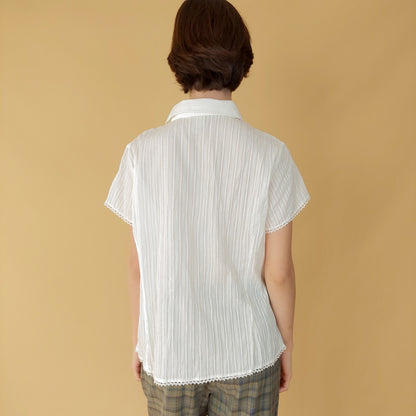 VIN-BLO-25598 Vintage πουκάμισο λευκό M-L