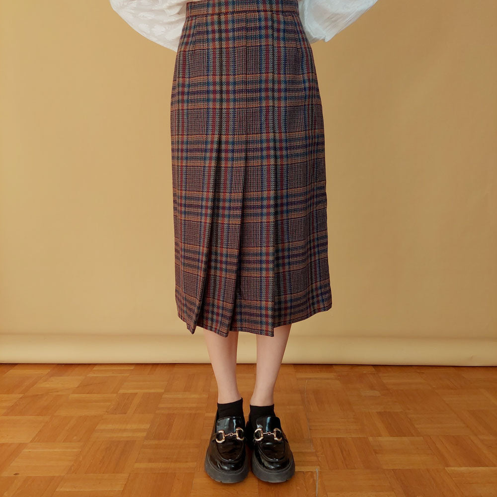 VIN-SKI-25649 Vintage φούστα καρό M-L