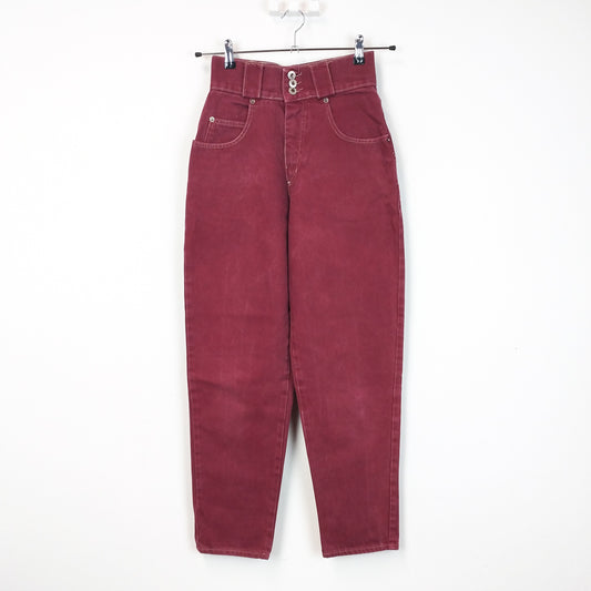 VIN-TR-27981 Vintage παντελόνι denim ψηλόμεσο μπορντό XS