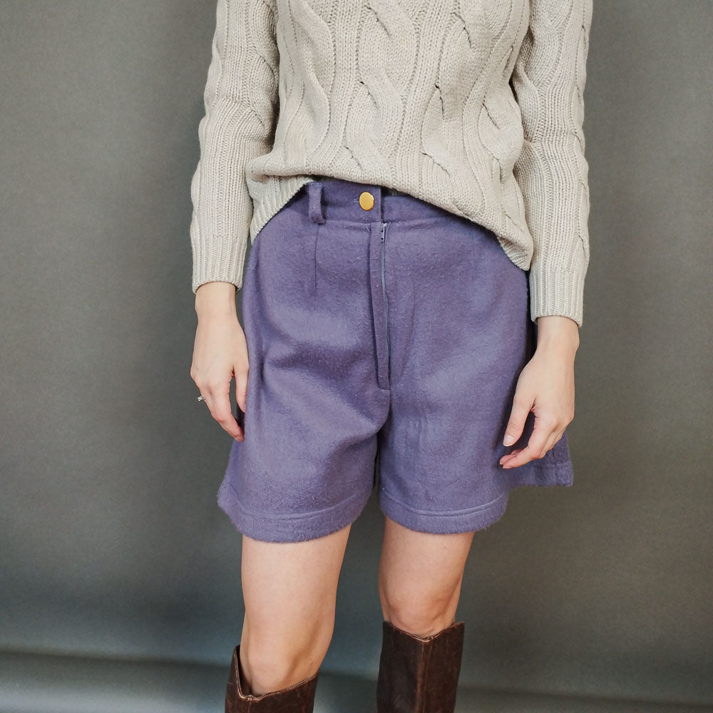 VIN-TR-33467 Vintage βερμούδα φλις λιλά S