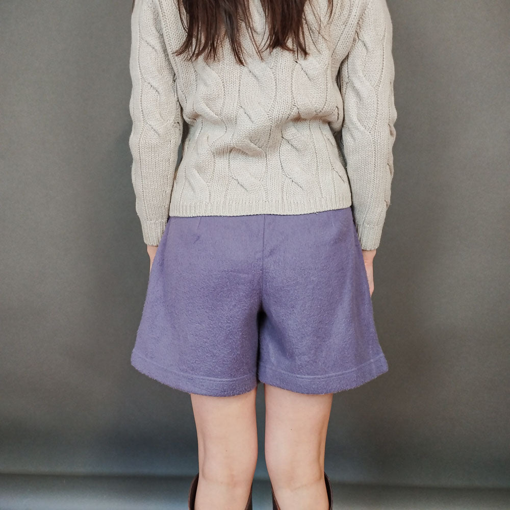 VIN-TR-33467 Vintage βερμούδα φλις λιλά S