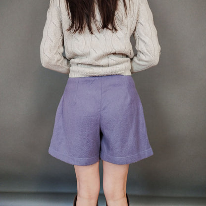 VIN-TR-33467 Vintage βερμούδα φλις λιλά S