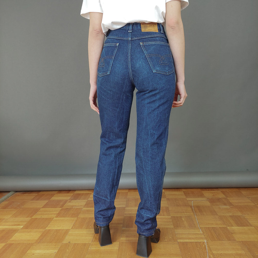 VIN-TR-27067 Vintage παντελόνι denim ψηλόμεσο μπλε Stefanel S