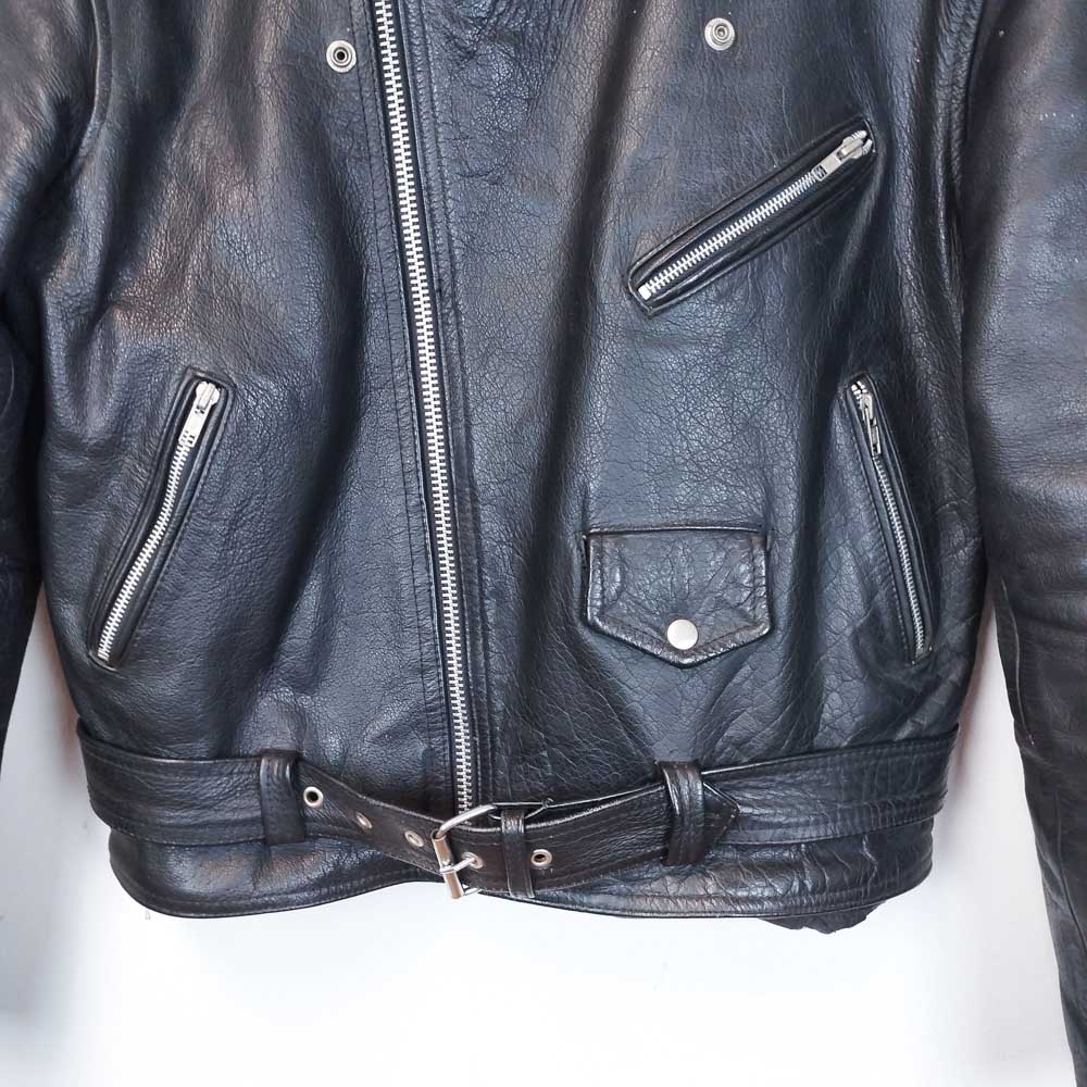 VIN-OUTW-26505 Vintage δερμάτινο jacket motorcycle unisex μαύρο L-XL