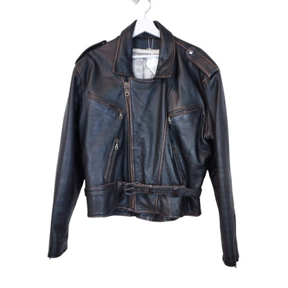 VIN-OUTW-26506 Vintage δερμάτινο jacket motorcycle unisex μαύρο καφέ L-XL
