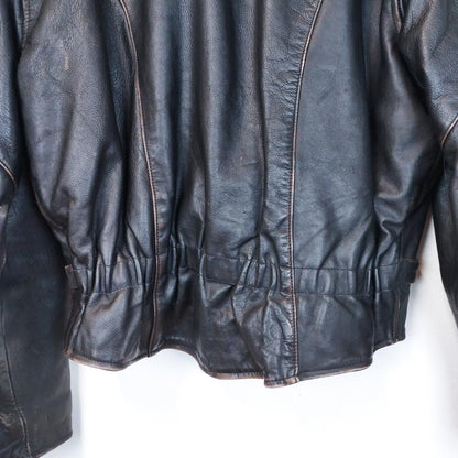 VIN-OUTW-26506 Vintage δερμάτινο jacket motorcycle unisex μαύρο καφέ L-XL