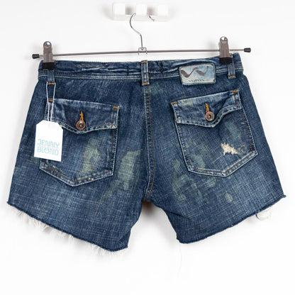 VIN-TR-23760 Vintage denim Remade shorts XS
