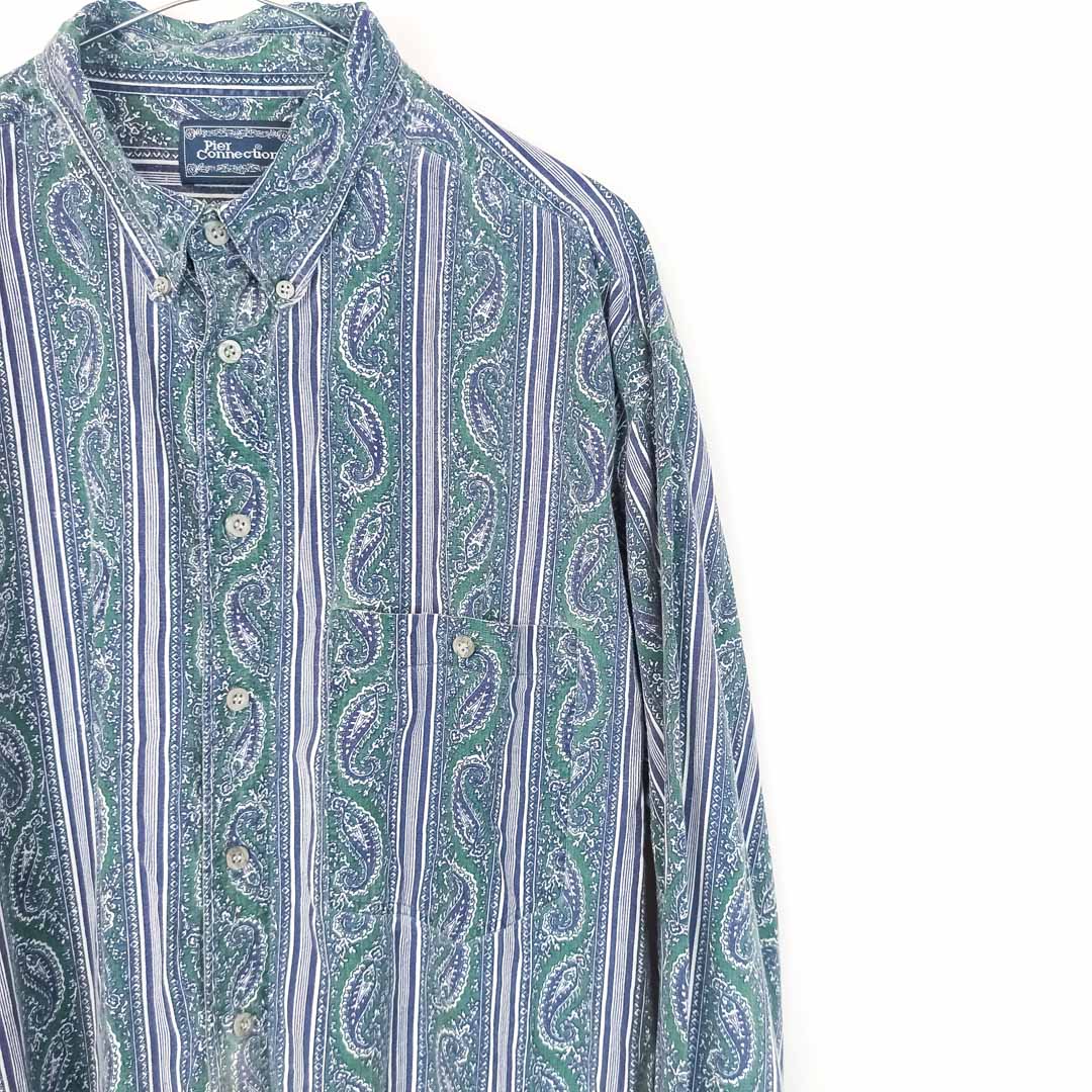VIN-SHI-25310 Vintage πουκάμισο crazy pattern 90s L