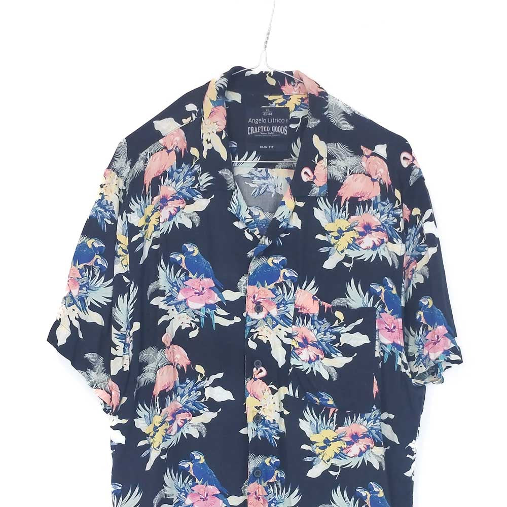 VIN-SHI-35267 Vintage πουκάμισο βισκόζη exotic style XL