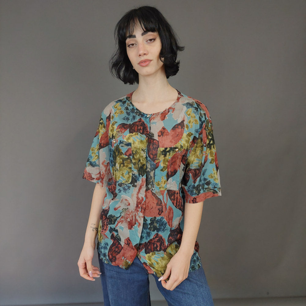 VIN-BLO-26813 Vintage πουκάμισο floral S-Μ