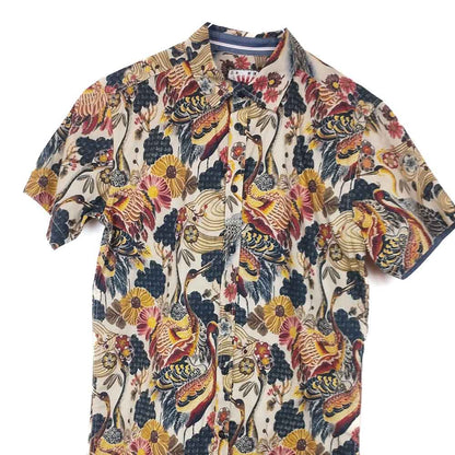 VIN-SHI-31959 Vintage πουκάμισο βαμβακερό japanese print S