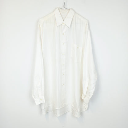 VIN-SHI-25308 Vintage πουκάμισο μεταξωτό 90s κρεμ L