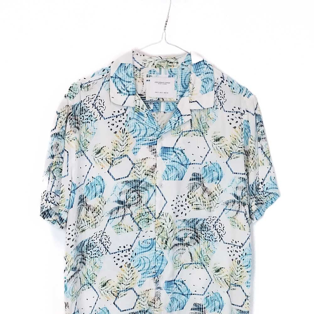 VIN-SHI-35270 Vintage πουκάμισο βισκόζη crazy pattern S