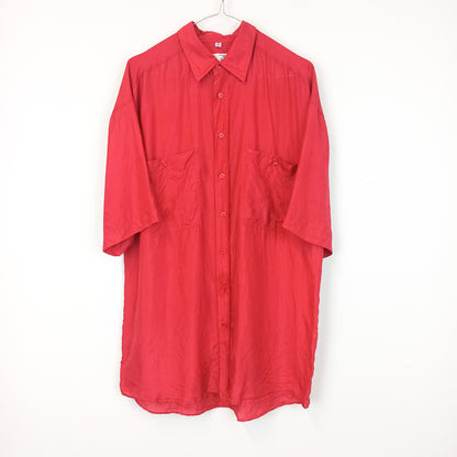 VIN-SHI-25325 Vintage πουκάμισο μεταξωτό 90s κόκκινο Μ