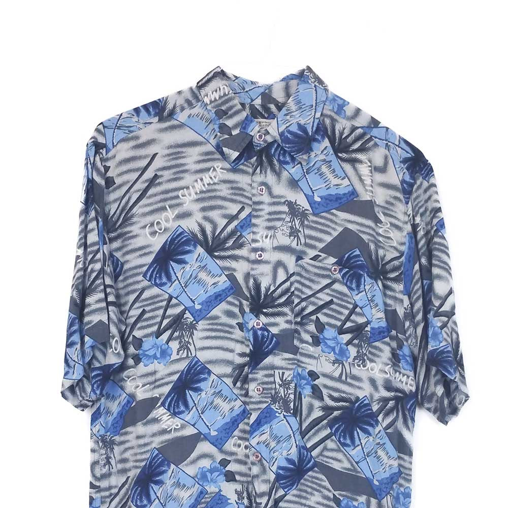 VIN-SHI-35275 Vintage πουκάμισο βισκόζη hawaiian style L