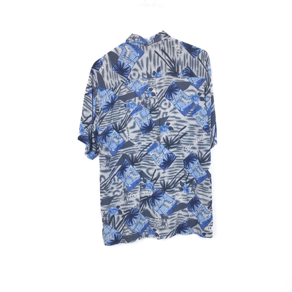 VIN-SHI-35275 Vintage πουκάμισο βισκόζη hawaiian style L