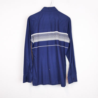VIN-SHI-26542 Vintage πουκάμισο μπλε 70s style S