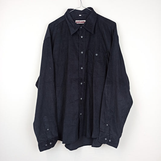 VIN-SHI-24842 Vintage πουκάμισο κοτλέ μαύρο μπλε XL