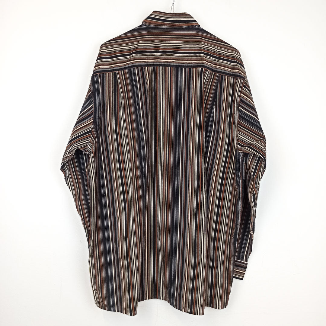 VIN-SHI-24852 Vintage πουκάμισο κοτλέ ριγέ XL