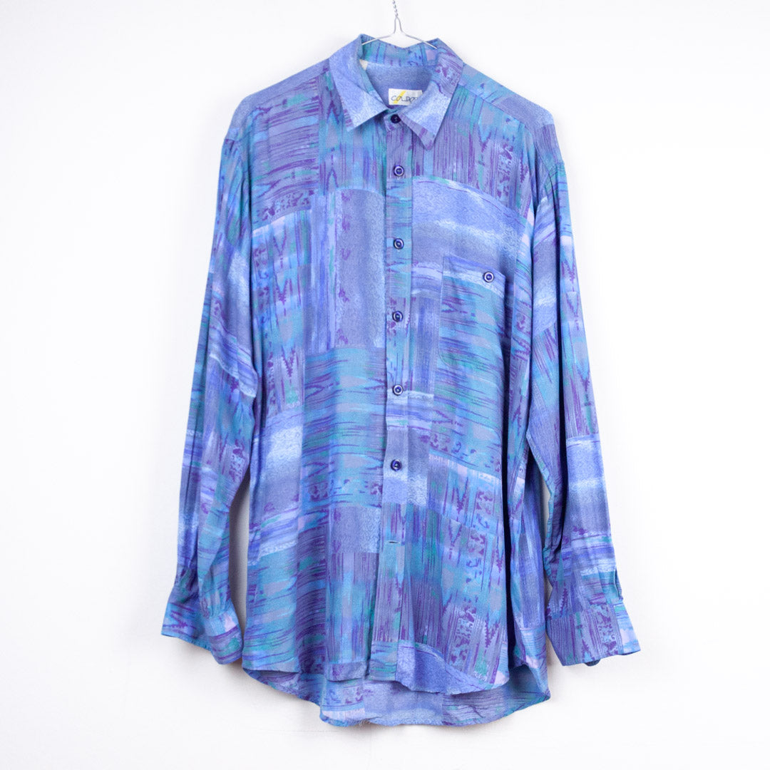 VIN-SHI-24425 Vintage πουκάμισο crazy pattern unisex L