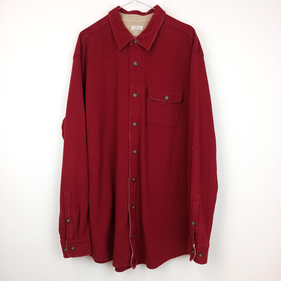 VIN-SHI-24851 Vintage πουκάμισο βαμβακερό μπορντό 2XL