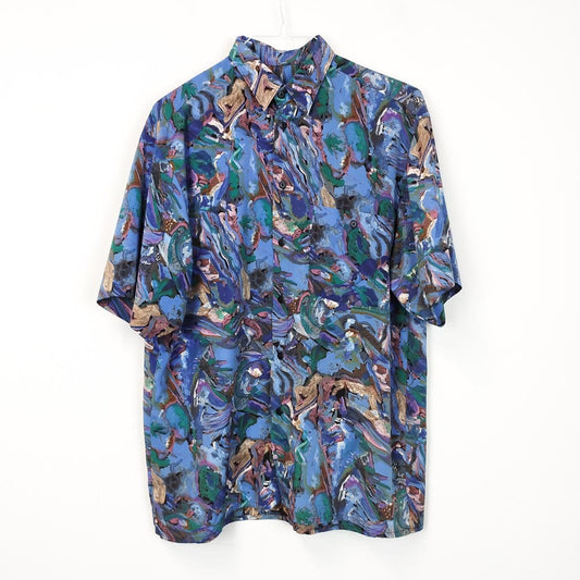 VIN-SHI-27118 Vintage πουκάμισο crazy pattern M