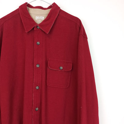 VIN-SHI-24851 Vintage πουκάμισο βαμβακερό μπορντό 2XL