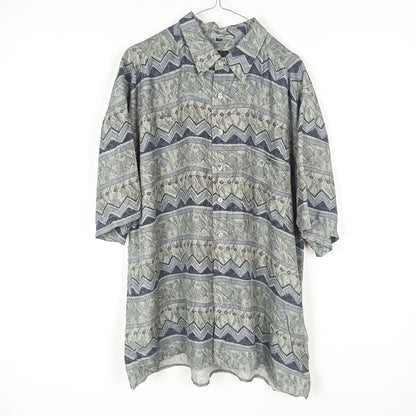 VIN-SHI-25320 Vintage πουκάμισο μεταξωτό 90s crazy pattern 2ΧL