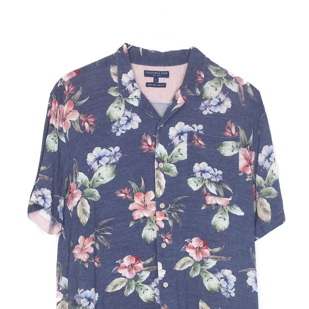 VIN-SHI-35256 Vintage πουκάμισο βισκόζη hawaiian style L