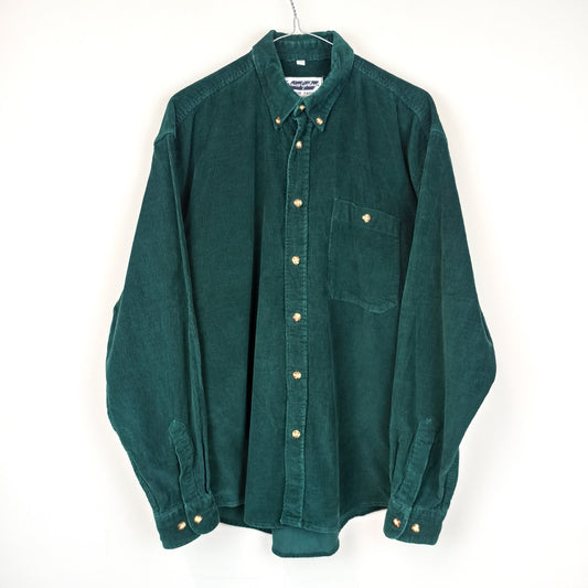 VIN-SHI-24861 Vintage πουκάμισο κοτλέ πράσινο Μ