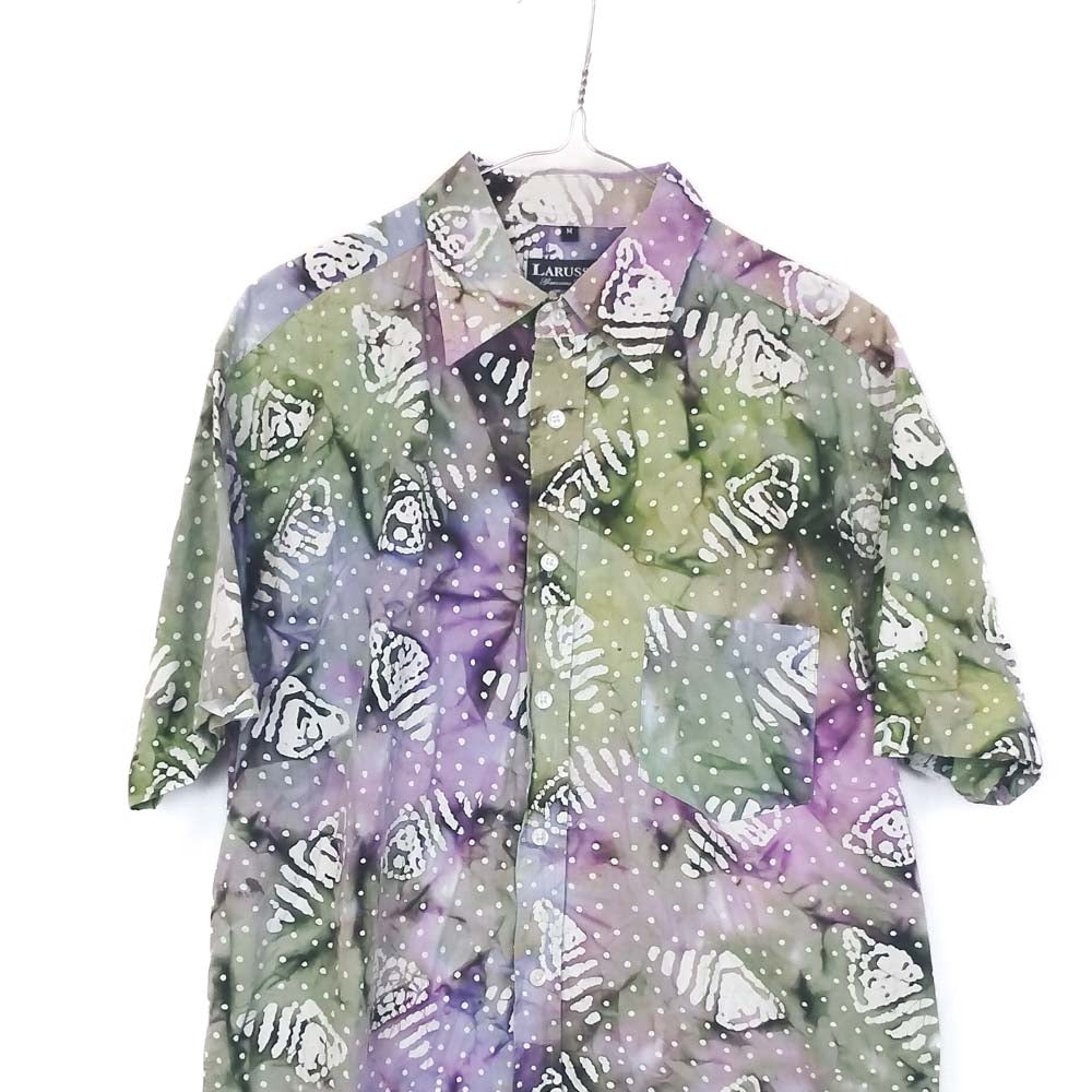 VIN-SHI-35257 Vintage πουκάμισο βαμβακερό crazy pattern M