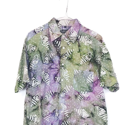 VIN-SHI-35257 Vintage πουκάμισο βαμβακερό crazy pattern M