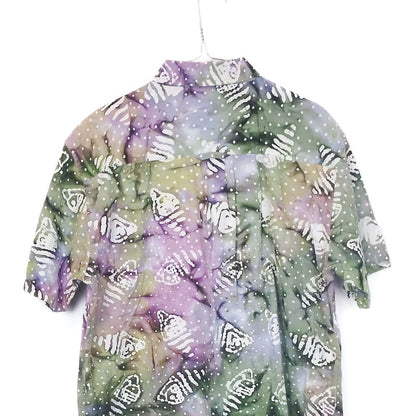 VIN-SHI-35257 Vintage πουκάμισο βαμβακερό crazy pattern M