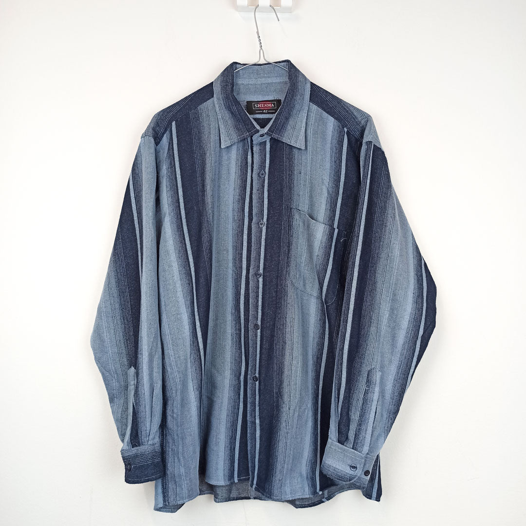 VIN-SHI-24858 Vintage πουκάμισο flannel ριγέ L