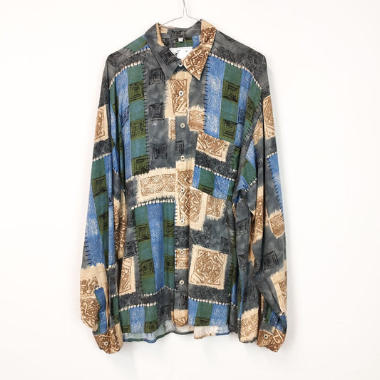 VIN-SHI-27108 Vintage πουκάμισο crazy pattern L