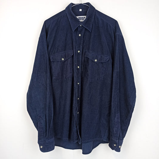 VIN-SHI-24856 Vintage πουκάμισο κοτλέ μπλε Μ