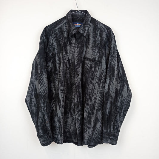VIN-SHI-24854 Vintage πουκάμισο μαύρο γκρι Μ