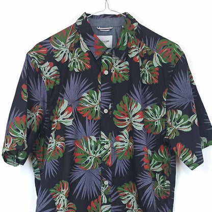 VIN-SHI-31717 Vintage πουκάμισο βαμβακερό Hawaiian print S