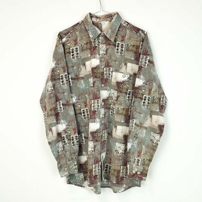 VIN-SHI-26081 Vintage πουκάμισο crazy pattern M-L