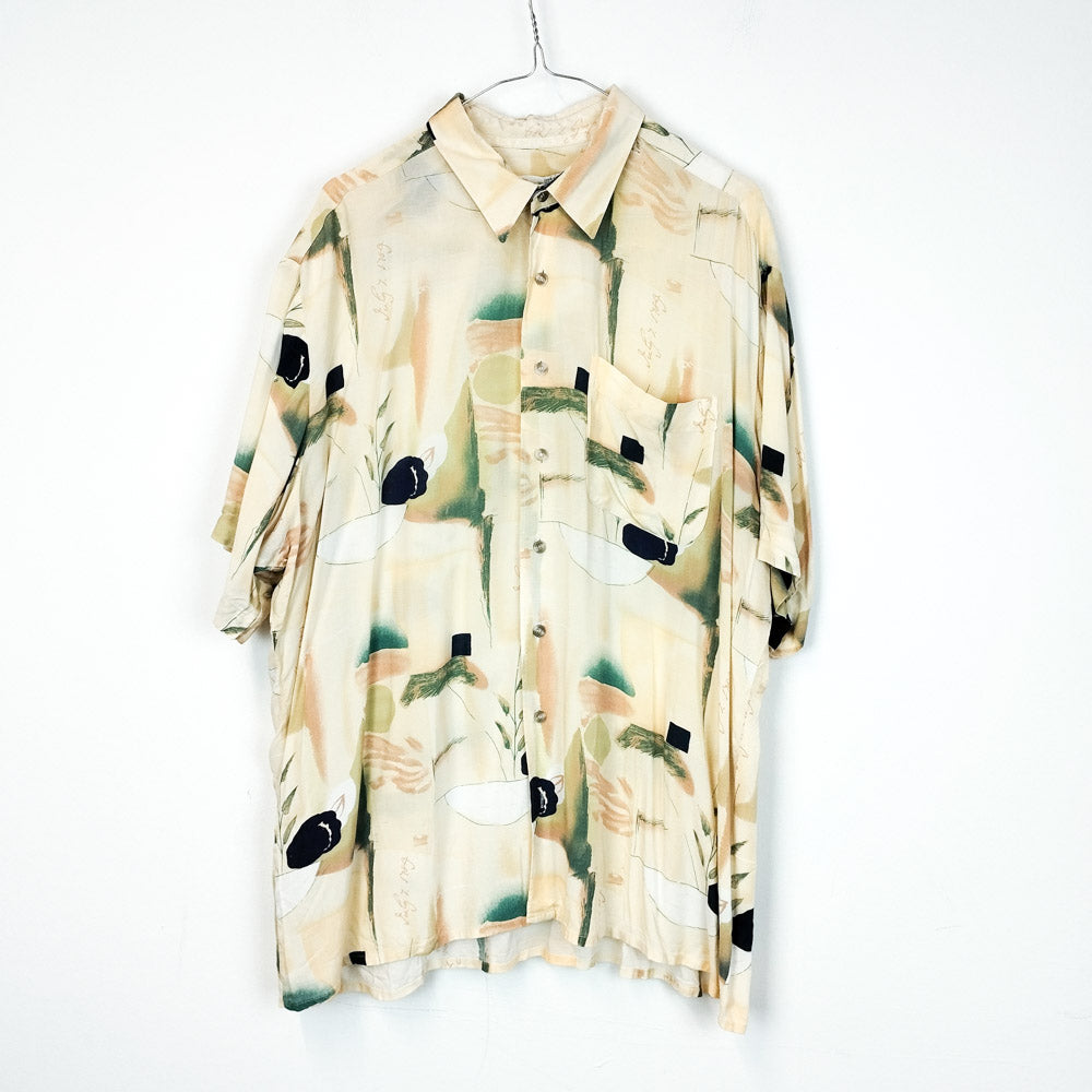 VIN-SHI-26079 Vintage πουκάμισο crazy pattern XL