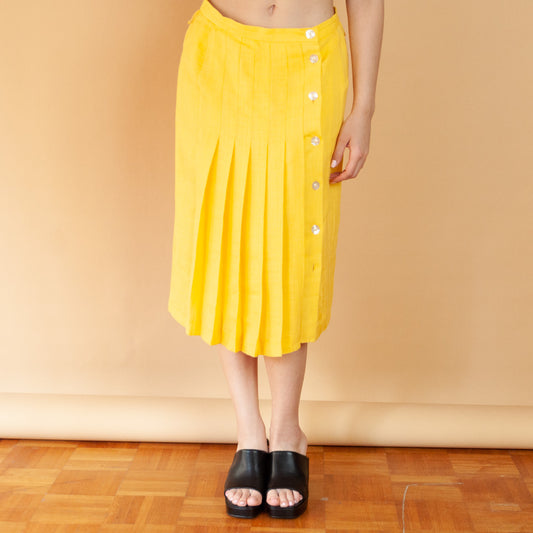 VIN-SKI-23936 Vintage φούστα κίτρινο L
