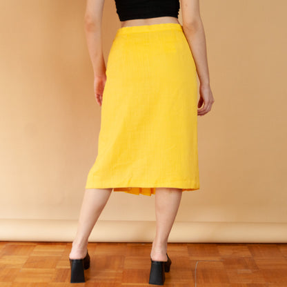 VIN-SKI-23936 Vintage φούστα κίτρινο L