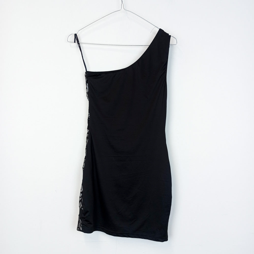 VIN-DR-25979 Vintage φόρεμα μαύρο-ασημί XS