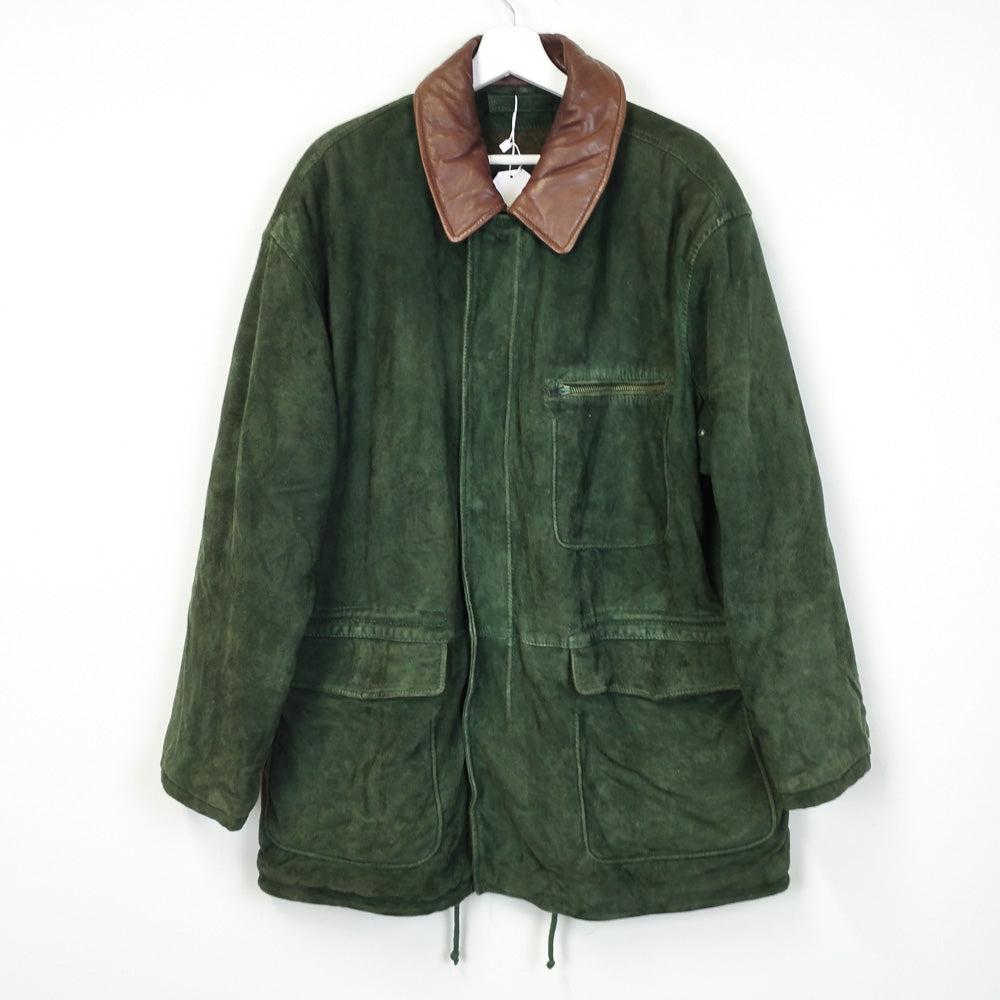 VIN-OUTW-26341 Vintage δερμάτινο suede jacket unisex πράσινο 2XL