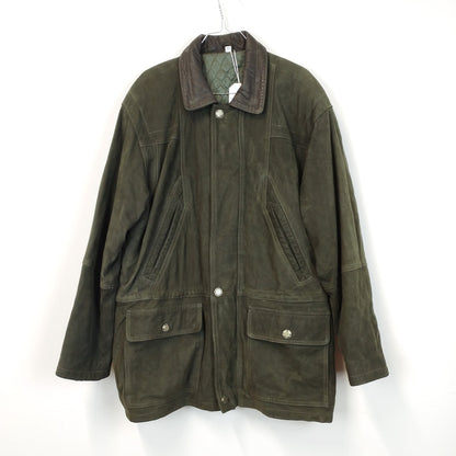 VIN-OUTW-26343 Vintage δερμάτινο jacket unisex χακί Μ