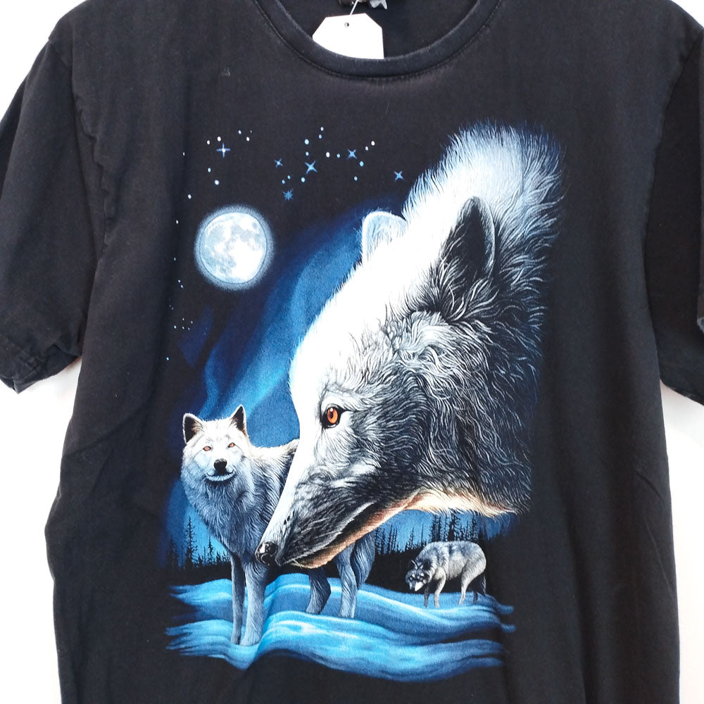VIN-TEE-27098 Vintage t-shirt wolf print μαύρο L