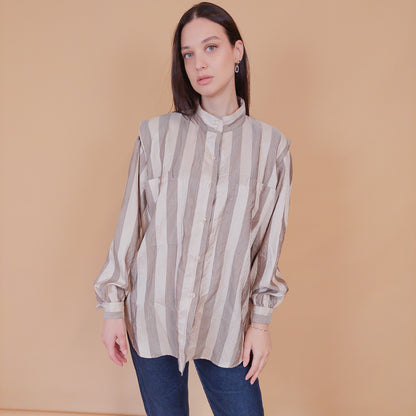 VIN-BLO-32527 Vintage πουκάμισο ριγέ L-XL