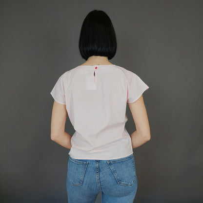 VIN-BLO-27247 Vintage μπλούζα ριγέ λευκό-ροζ S