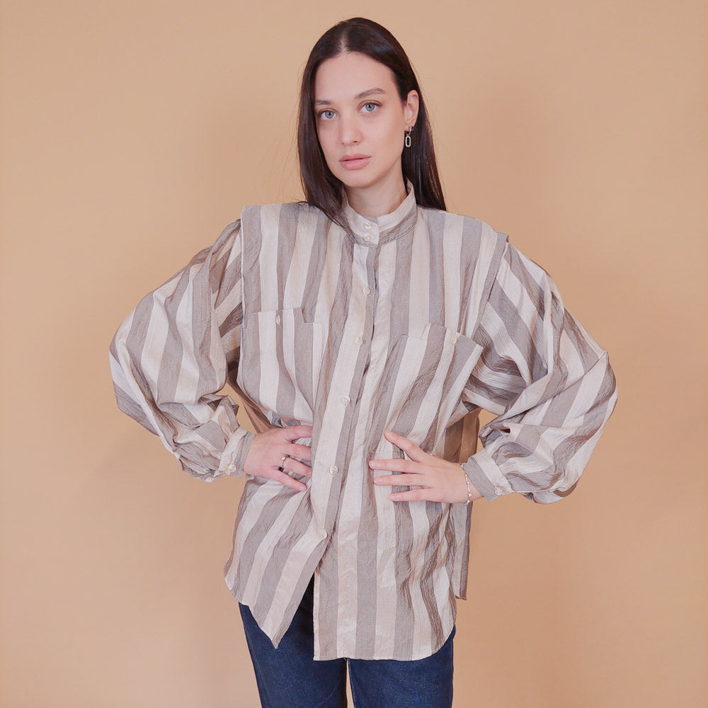 VIN-BLO-32527 Vintage πουκάμισο ριγέ L-XL